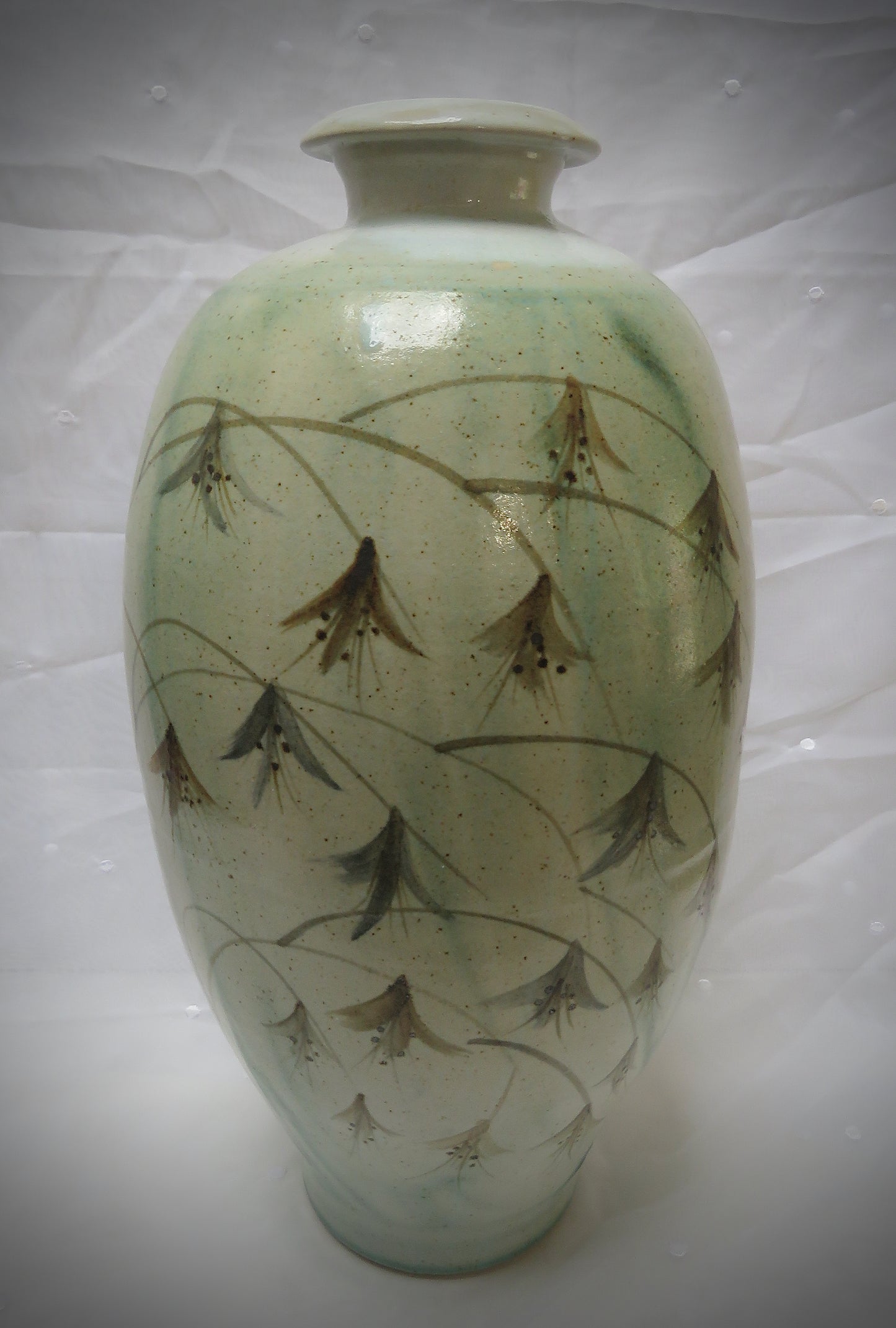 Stoneware bottle vase 50 cms tall.