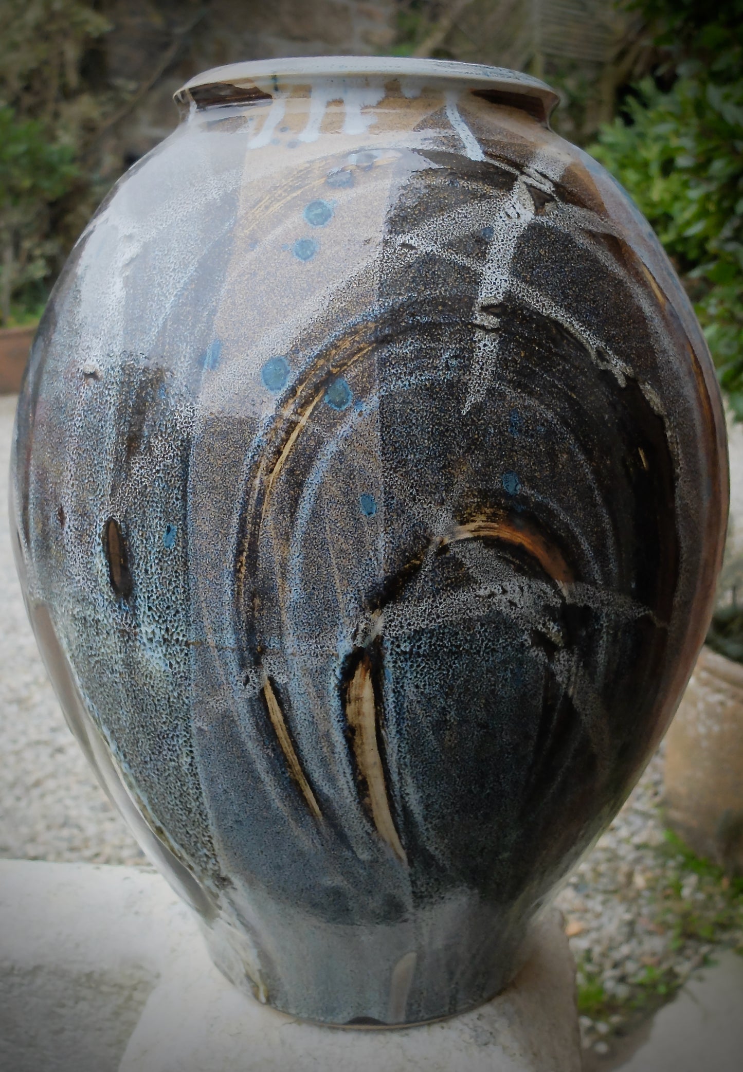 Large stoneware jar, studio pottery.