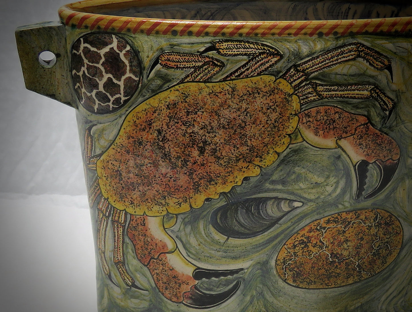 Oval vase, crab decoration 24 cm tall