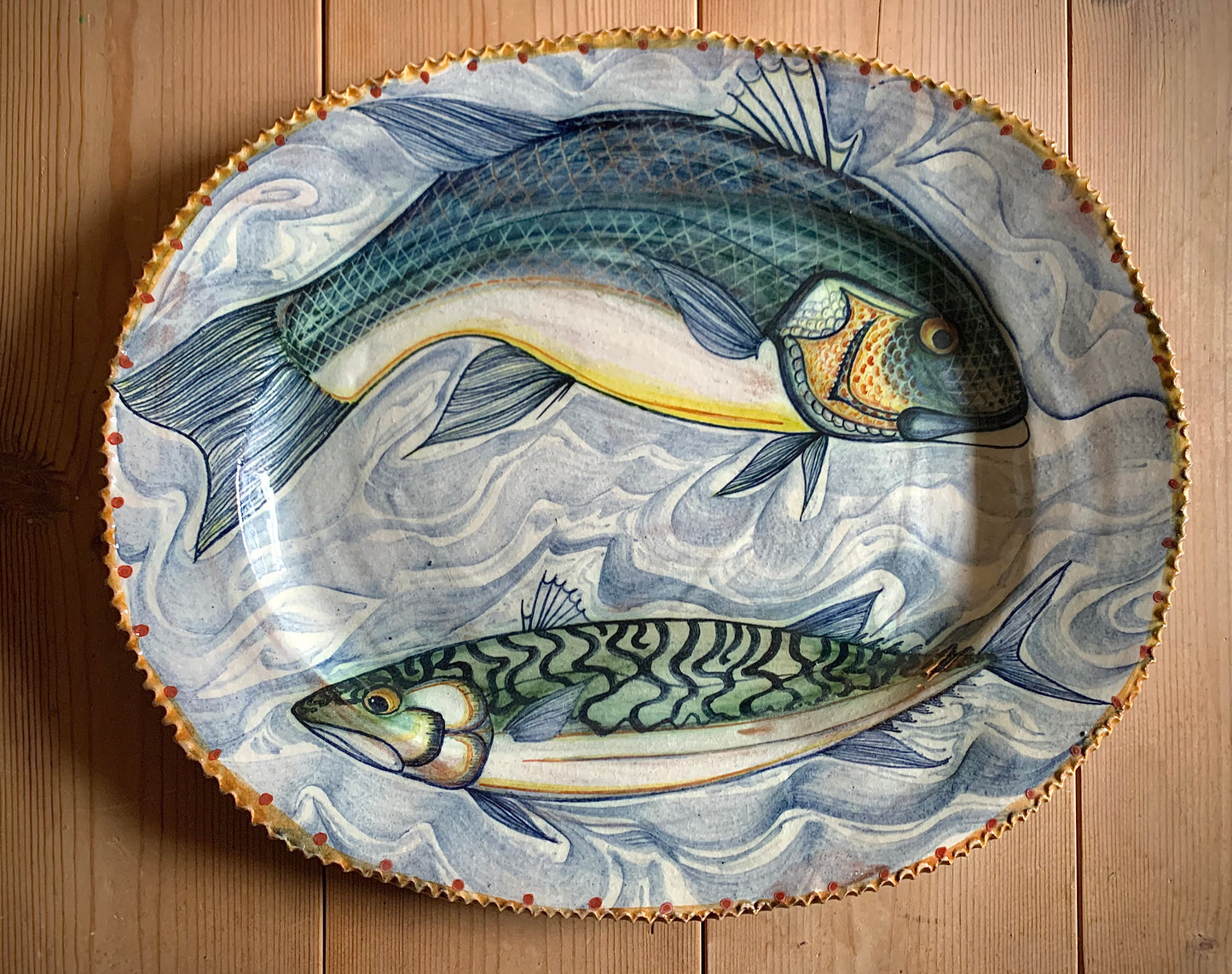 Oval bass and mackerel dish