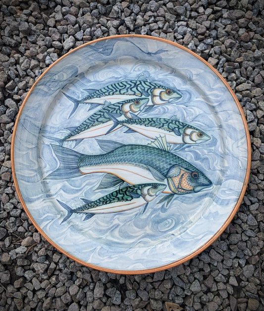 Large decorated pottery charger
