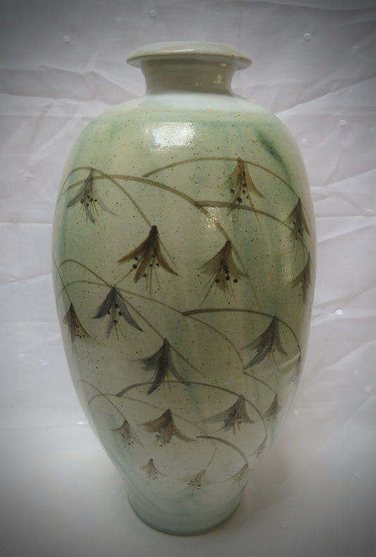 Stoneware bottle vase 50 cms tall.