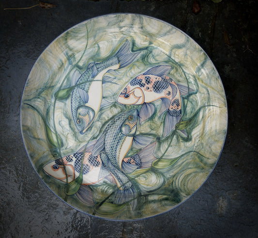 Large Koi ceramic charger